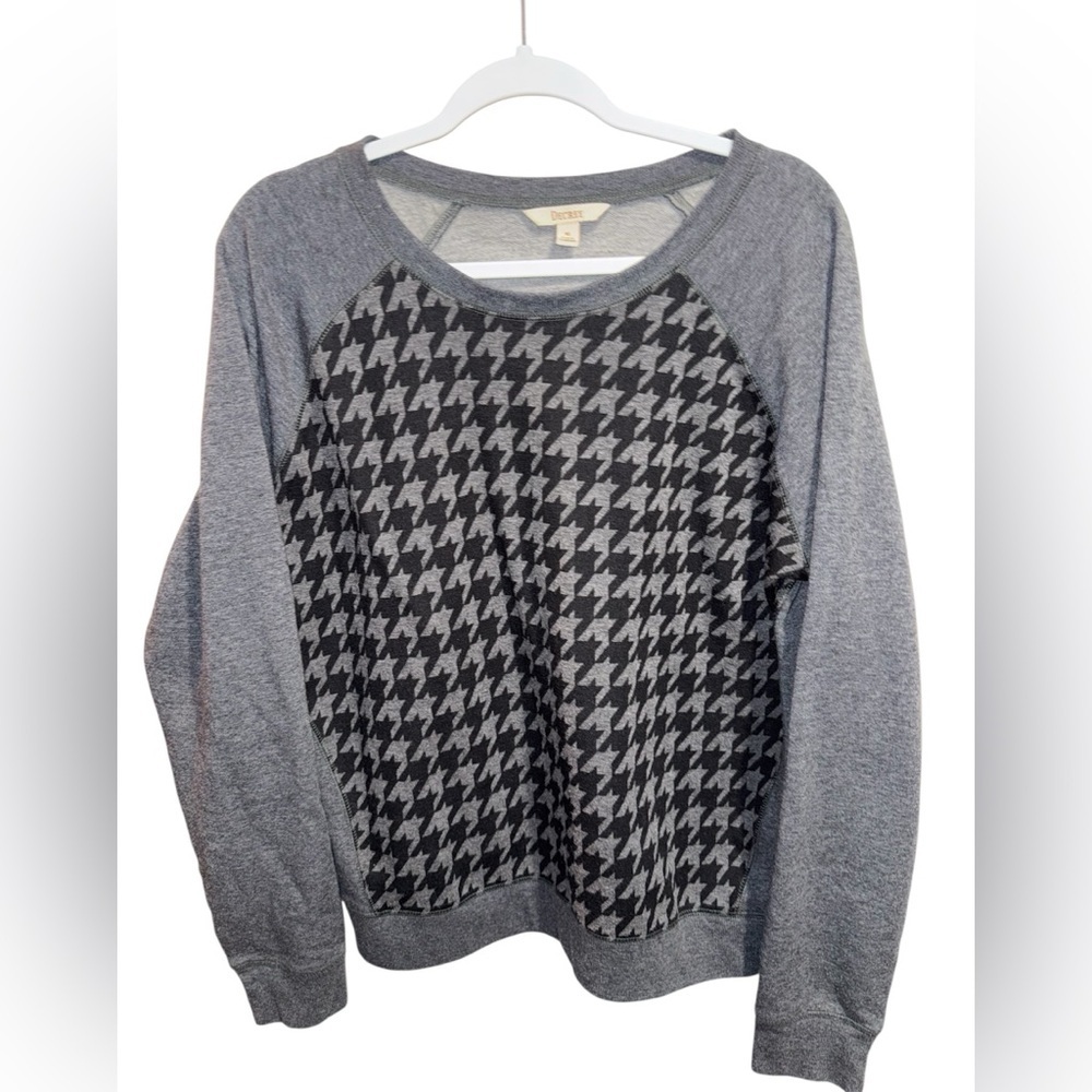 Decree womens Black and Gray Houndstooth Sweater Pullover Size XL